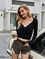 cheap Sweaters-Women&#039;s Sweater Solid Color Criss Cross Basic Long Sleeve Sweater Cardigans Fall Winter V Neck Black
