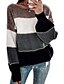 abordables Pulls-Femme Pullover Rayé Tricoté Fibres acryliques basique Manches Longues Pull Cardigans Automne Hiver Col Ras du Cou Col Rond Vin Marron clair Noir