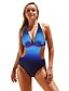 cheap One-Pieces-Women&#039;s One Piece Swimsuit Cut Out Color Block Light Blue Blue Green Swimwear Padded Halter Neck Bathing Suits Sexy / Padded Bras