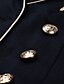 abordables Manteaux &amp; Trenchs Femme-Manteau Femme du quotidien Habits de travail Elégant &amp; Luxueux Brodée Longue Manteau bleu marine Hiver Standard 3XL / Géométrique