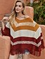 billige Sweaters-Dame Kapper Farveblok Kvaster Strikket Basale Uden ærmer Løstsiddende Sweater Cardigans Efterår Vinter Bateau-hals Regnbue