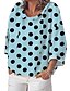 cheap Tops &amp; Blouses-Women&#039;s Blouse Shirt Polka Dot Long Sleeve Round Neck Tops White Blue Khaki
