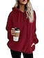 cheap Coats &amp; Trench Coats-Women&#039;s Plus Size Hoodie Teddy Coat Pullover Sherpa Fleece Solid Color Plain Teddy Basic Sherpa Fleece Drawstring Quarter Zip Black Pink Wine Daily Weekend Hooded Long Sleeve Fall &amp; Winter