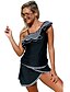 cheap Tankini-Women&#039;s Swimwear Tankini Swimsuit Stripe Flounced Geometric Black White Swimwear Padded Bathing Suits / Padded Bras