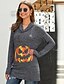 billige HALLOWEEN-Dame Pullover-hættetrøje Batikfarvet Græskar Daglig Andre tryk Halloween Hættetrøjer Sweatshirts Grå