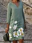 cheap Casual Dresses-Women&#039;s Knee Length Dress Shift Dress Light Green Half Sleeve Print Print V Neck Spring Summer Hot Casual 2022 Loose S M L XL XXL 3XL 4XL