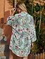 preiswerte Tops &amp; Blouses-Damen Bluse Hemd Blumen Blume Langarm Druck V-Ausschnitt Grundlegend Oberteile Grün