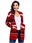 cheap Christmas Sweater-Women&#039;s Christmas Knitted Striped Cardigan Long Sleeve Sweater Cardigans V Neck Fall Winter Black Red Green