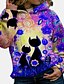 abordables Two Piece Sets-Mujer Gato Sudadera Pull-over Otras impresiones Diario Casual Sudaderas con capucha Sudaderas Azul Piscina Morado Amarillo