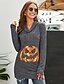 billige HALLOWEEN-Dame Pullover-hættetrøje Batikfarvet Græskar Daglig Andre tryk Halloween Hættetrøjer Sweatshirts Grå