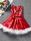 cheap Girls&#039; Dresses-Kids Little Girls&#039; Dress Solid Colored Pleated Lace Red Knee-length Sleeveless Cute Dresses Christmas