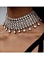 abordables Collares-collar de cristal borla gargantilla cadena para el cuello collares de diamantes de imitación accesorio de joyería de moda para mujeres y niñas (plata)