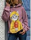 preiswerte Kapuzenpullis &amp; Sweatshirts-Damen Katze Kapuzenshirt Zur Seite fahren Täglich Alltag Kapuzenpullover Sweatshirts Rosa Grau Grün