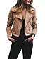 abordables Vestes Femme-veste en simili cuir moto biker veste manteau court veste à revers cranté crop tops