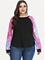 abordables Tops de talla grande-Mujer Tallas Grandes Blusa Camisa Tie-dye Manga Larga Escote Redondo Básico Tops Rosa