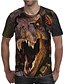 cheap Tank Tops-Men&#039;s Daily 3D Print T shirt Shirt Plus Size Graphic Animal Short Sleeve Print Tops Elegant Exaggerated Round Neck Brown