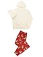 billige Family Matching Pajamas Sets-Familie udseende Familie-tøjsæt 2 Dele Tøjsæt julemanden Dyr Langærmet Trykt mønster Hvid Jul