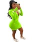 abordables Robes Grandes Tailles  Femme-Mini-robe moulante sévère à manches longues devant col montant zippé slim pour femme, grande taille tenues de club, X9257-vert, petit