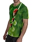 billige Tank Tops-Herre T skjorte Grafisk 3D-utskrift Rund hals Store størrelser Daglig Ferie Kortermet Trykt mønster Topper Elegant overdrevet Grønn