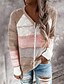 cheap Sweaters-Women&#039;s Pullover Color Block Knitted Cotton Long Sleeve Loose Sweater Cardigans Fall V Neck Blushing Pink Green Red