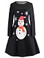 abordables Robes de Noël-Femme Robes Noël Coton Vieil homme noir Bonhomme de neige noir Rouge Bleu Vert S M L XL XXL