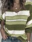 abordables Jerséis-Mujer A Rayas Pullover Manga Larga Corte Ancho Cardigans suéter Escote en Pico Rojo Verde Trébol Gris
