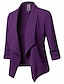 billige Blazere til damer-åpen front crepe strekkbar 3/4 ermet office blazer jakke svart s
