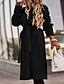 cheap Coats &amp; Trench Coats-Women&#039;s Coat Fall Winter Daily Date Long Coat Notch lapel collar Regular Fit Elegant &amp; Luxurious Jacket Long Sleeve With Belt Solid Colored Khaki Black