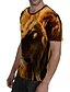 billige Tank Tops-Herre T-shirt Skjorte Grafisk Løve Dyr 3D-udskrivning Rund hals Plusstørrelser Daglig Ferie Kortærmet Trykt mønster Toppe Elegant overdrevet Gul