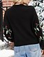 abordables Christmas Sweater-Mujer Pull-over De Punto Color Camuflaje Navidad Manga Larga Corte Ancho Cárdigans suéter Cuello Barco Otoño Invierno Negro