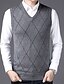 cheap Men&#039;s Sweaters &amp; Cardigans-Men&#039;s Pullover Sweater Striped Color Block Fish Glitter Knitted Braided Wedding Beach Sleeveless Sweater Cardigans Fall Winter V Neck Wine Light gray Dark Gray