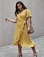 cheap Plus Size Dresses-Women&#039;s A Line Dress Knee Length Dress Yellow Short Sleeve Floral Summer V Neck Casual Cotton 2021 XL XXL 3XL 4XL / Plus Size