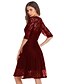 cheap Party Dresses-Women&#039;s A Line Dress Knee Length Dress Wine Black Navy Blue 3/4 Length Sleeve Solid Color Lace Summer Round Neck Sexy Party Slim 2021 S M L XL XXL