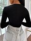 cheap Tops &amp; Blouses-Women&#039;s Blouse Shirt Solid Colored Long Sleeve Zipper Zip Up Round Neck Basic Tops Cotton Black