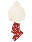 preiswerte Familien passende Pyjamasets-Familienblick Familien Kleidung Sets 2 Stück Kleidungsset Weihnachtsmann Tier Langarm Druck Weiß Weihnachten