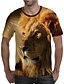 preiswerte Tank Tops-Herren T-Shirt Hemd Grafik Löwe Tier 3D-Druck Rundhalsausschnitt Übergröße Täglich Festtage Kurzarm Bedruckt Oberteile Elegant Übertrieben Gelb