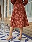 abordables Skirts-Femme Actif basique Jupes Sortie Bureau et carrière Floral Rouge S M L