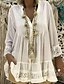abordables Mini Robes-Femme Robe Trapèze Robe courte courte Bleu Jaune Rose Claire Kaki Blanche Manches 3/4 Pois Patchwork Automne Printemps Simple Ample 2021 S M L XL XXL 3XL 4XL 5XL / Coton / Mini / Coton
