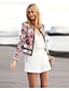cheap Jackets-Women&#039;s Geometric Print Basic Spring &amp;  Fall Jacket Regular Daily Long Sleeve Coat Tops Rainbow