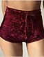 baratos Shorts-Shorts informais femininos de cintura alta de veludo com cordão e cintura alta casual rosa grande