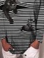 cheap T-Shirts-Women&#039;s T shirt Striped Cat Long Sleeve Print Round Neck Tops Basic Basic Top Black