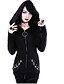 baratos Jaquetas Femininas-gótico punk solto de manga comprida com capuz cor sólida casaco casaco preto