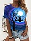 abordables T-shirts-T-shirt Femme Quotidien Teinture par Nouage Imprimés Photos Animal Manches Courtes Imprimé Col Rond Hauts Standard Haut de base basique Bleu Gris