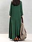 cheap Maxi Dresses-Women&#039;s Shift Dress Maxi long Dress Black Wine Green Long Sleeve Solid Color Fall Round Neck Vintage Cotton 2021 M L XL XXL 3XL 4XL 5XL