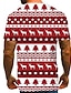 billige Christmas Tees-herre t-skjorte 3d-print grafisk fargeblokk 3d kortermede topper basic rund hals rød/hvit