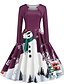 cheap Christmas Dresses-Women&#039;s A Line Dress Knee Length Dress Blue Purple Green Long Sleeve Print Print Fall Spring Round Neck Elegant Christmas 2021 S M L XL XXL