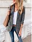 abordables Americanas para Mujer-Chaqueta casual de manga larga con solapa y frente abierto, chaqueta de oficina de trabajo delgada, chaqueta informal de trabajo, chaqueta gris