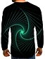 cheap Tank Tops-Men&#039;s T shirt 3D Print Graphic 3D Plus Size Print Long Sleeve Daily Tops Elegant Exaggerated Round Neck Green