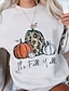 cheap HALLOWEEN-Women&#039;s Pullover Sweatshirt Pumpkin Monograms Daily Basic Hoodies Sweatshirts  White