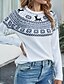 cheap Christmas Sweater-Women&#039;s Pullover Geometric Knitted Acrylic Fibers Christmas Long Sleeve Loose Sweater Cardigans Fall Crew Neck White